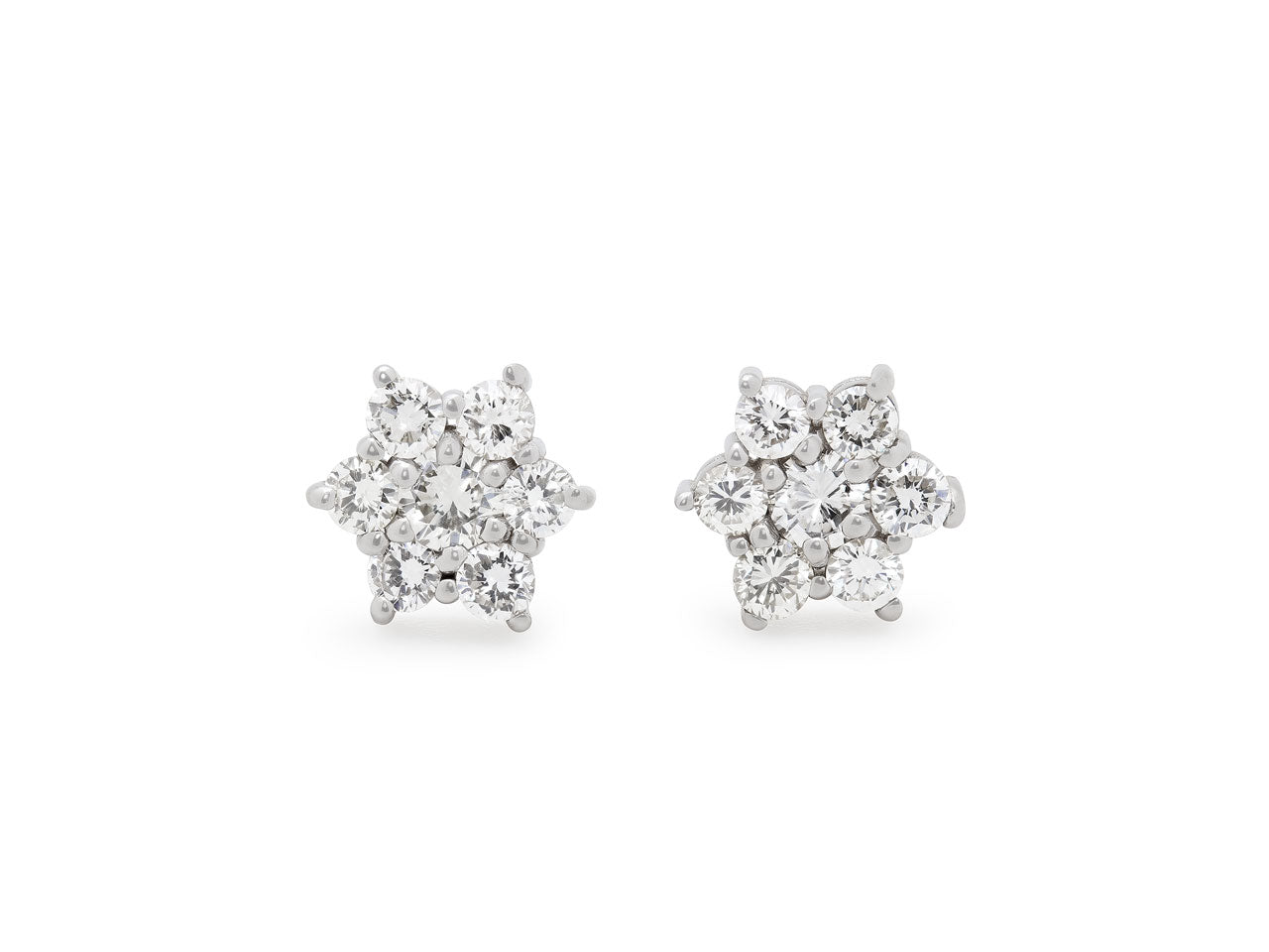 Beladora 'Bespoke' Floral Diamond Studs in 18K White Gold, 9 mm