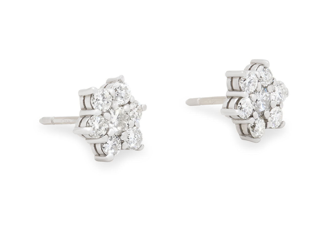 Beladora 'Bespoke' Floral Diamond Studs in 18K White Gold, 9 mm