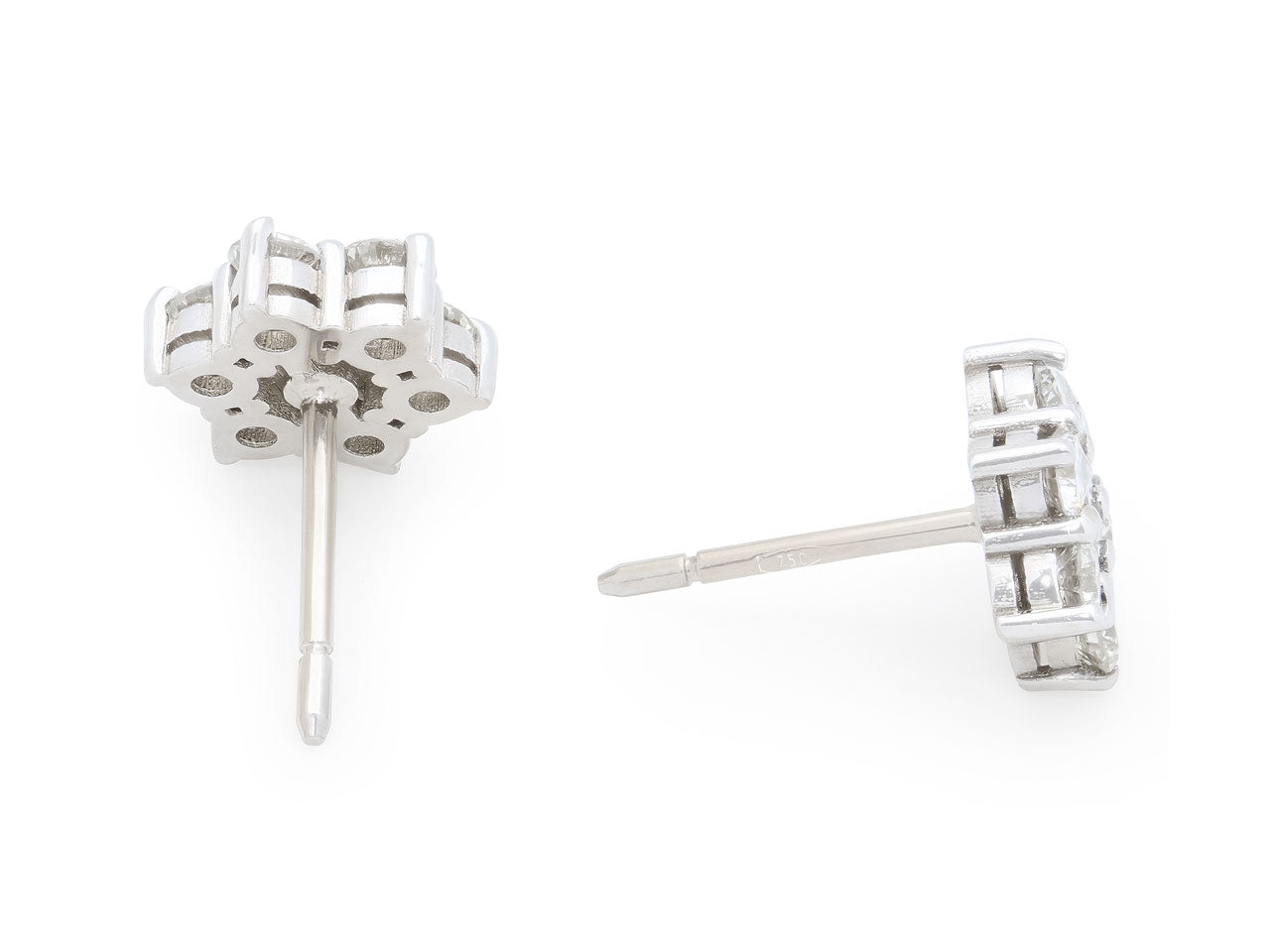 Beladora 'Bespoke' Floral Diamond Studs in 18K White Gold, 9 mm