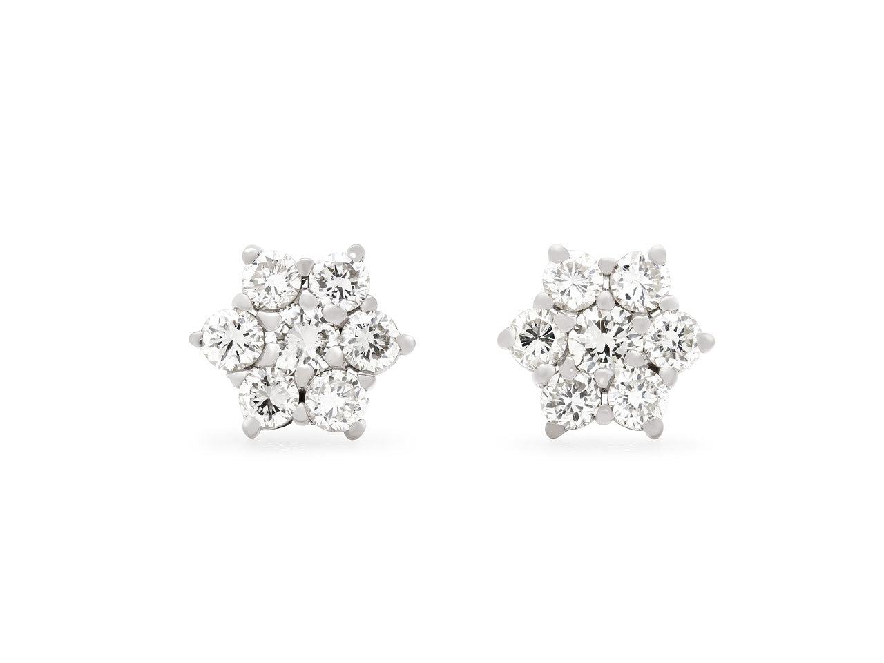 Beladora 'Bespoke' Floral Diamond Studs in 18K White Gold, 9.3 mm