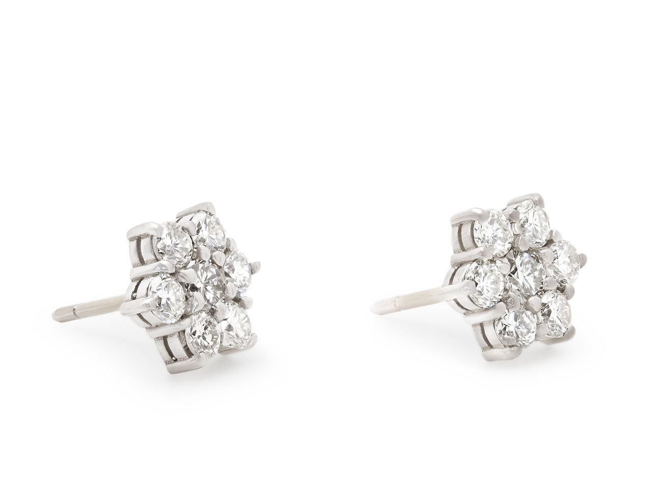 Beladora 'Bespoke' Floral Diamond Studs in 18K White Gold, 9.3 mm