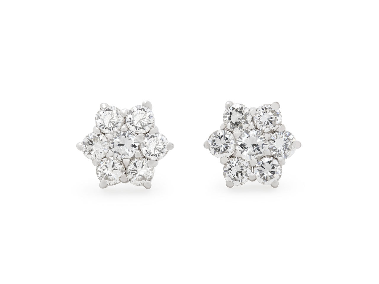 Beladora 'Bespoke' Floral Diamond Studs in 18K White Gold, 9.6 mm