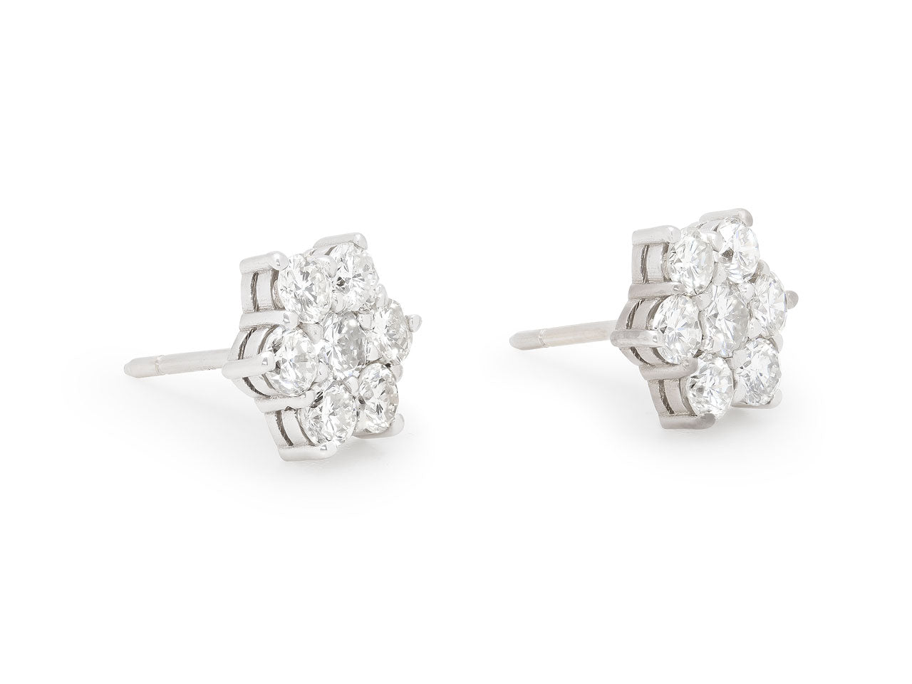 Beladora 'Bespoke' Floral Diamond Studs in 18K White Gold, 9.6 mm