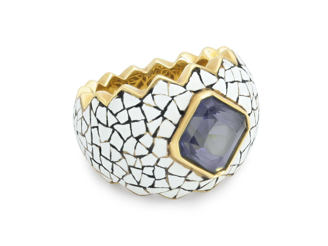 Nicholas Varney 'Croquille D'oeuf' Spinel and Enamel Ring in 18K Gold