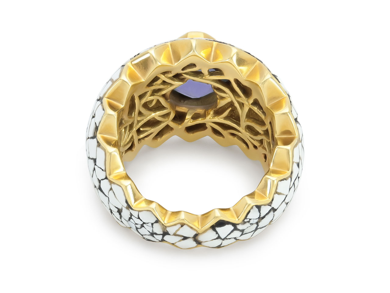 Nicholas Varney 'Croquille D'oeuf' Spinel and Enamel Ring in 18K Gold