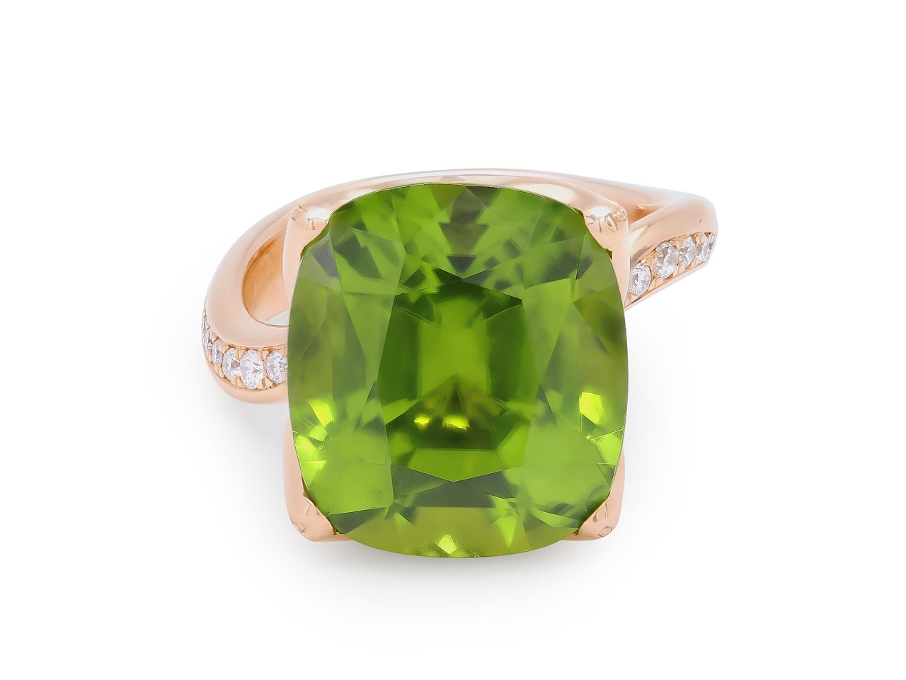 Tamara Comolli 'Tulip' Peridot and Diamond Ring in 18K Rose Gold