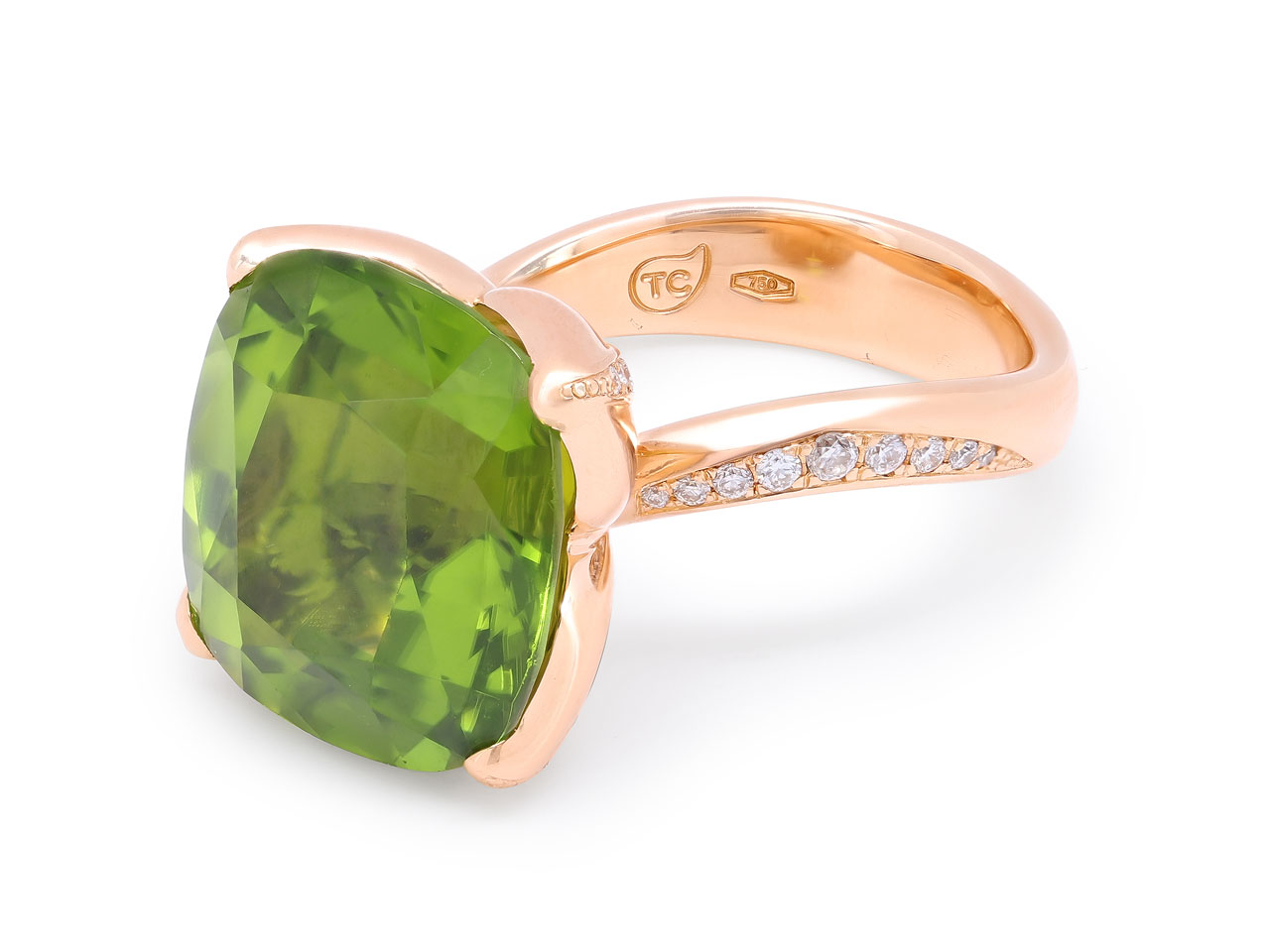 Tamara Comolli 'Tulip' Peridot and Diamond Ring in 18K Rose Gold