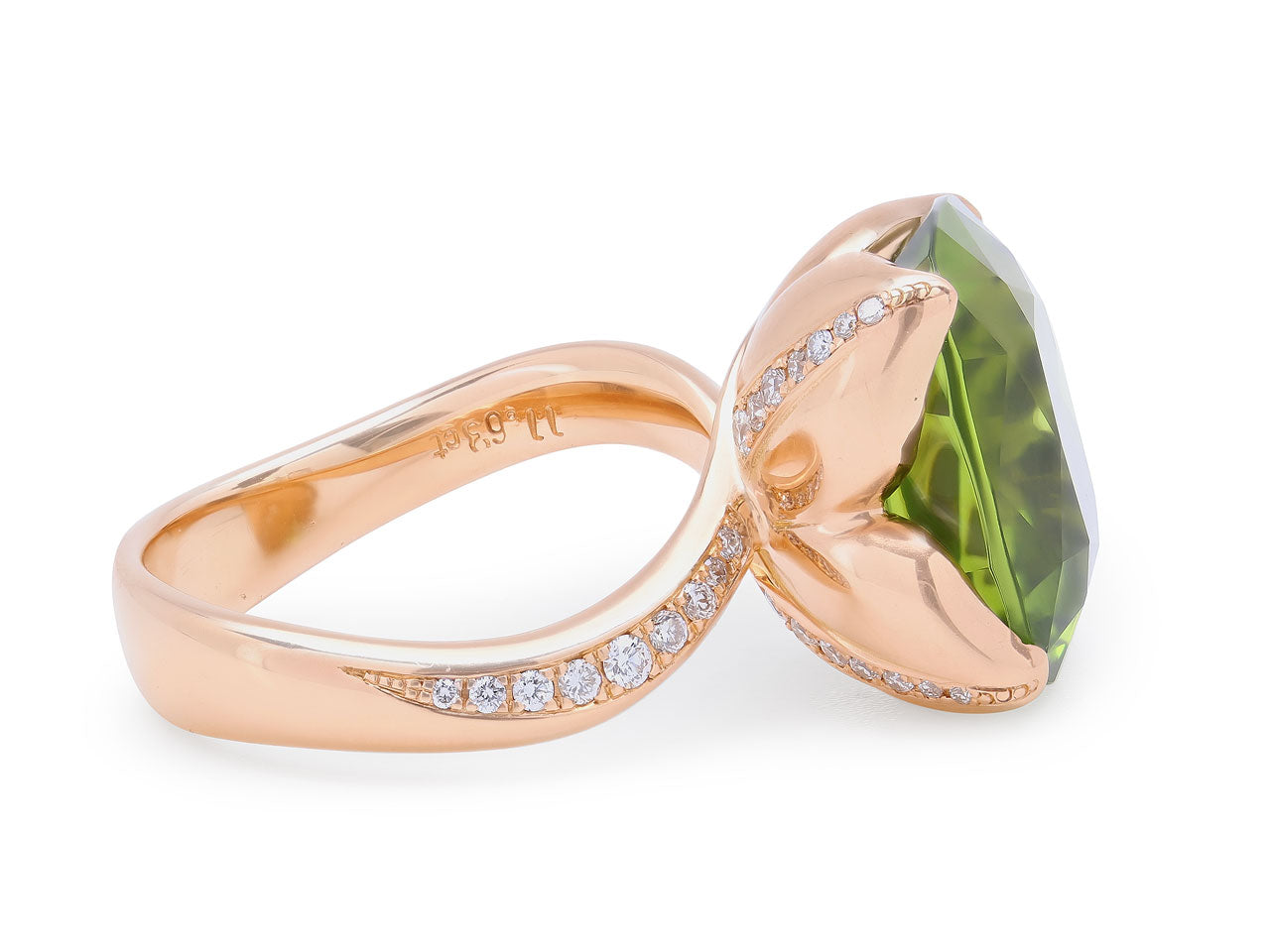 Tamara Comolli 'Tulip' Peridot and Diamond Ring in 18K Rose Gold