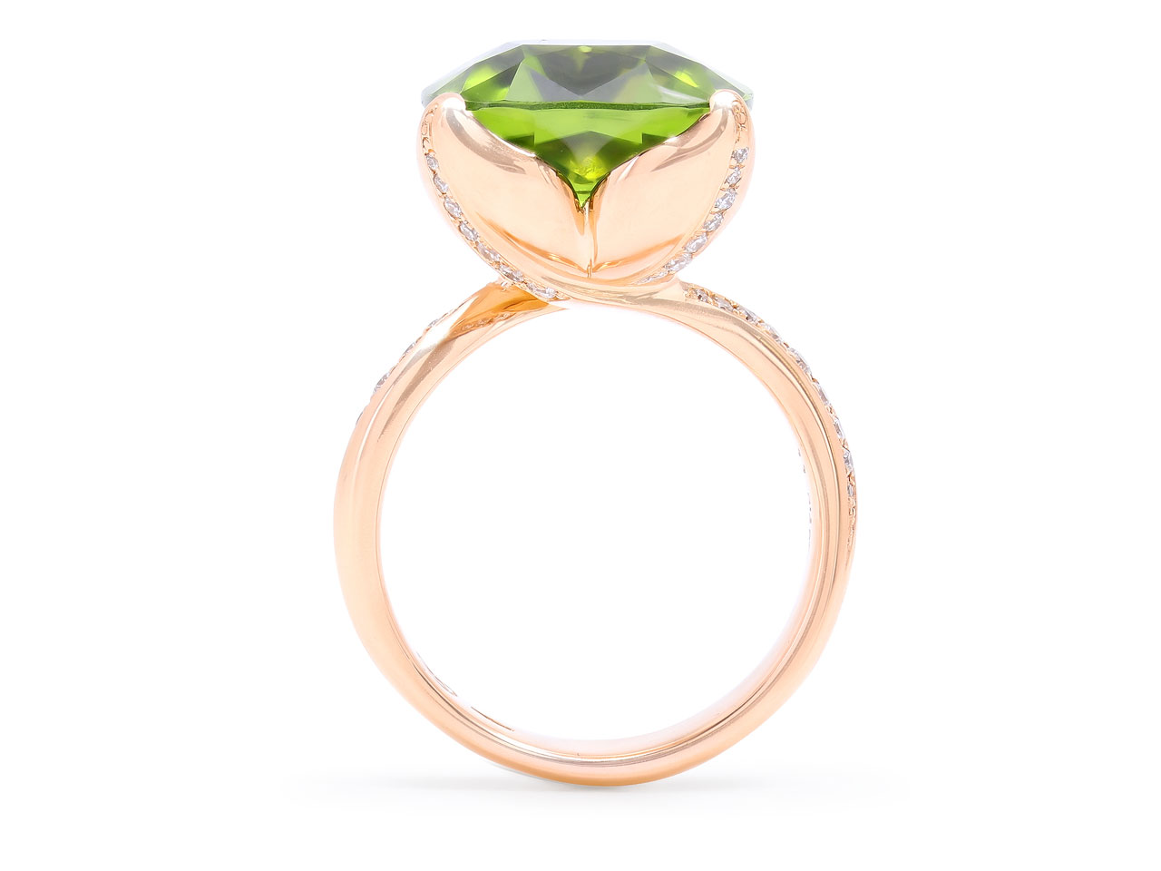 Tamara Comolli 'Tulip' Peridot and Diamond Ring in 18K Rose Gold