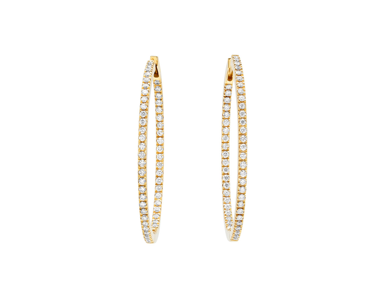 Memoire of Paris Diamond Oval Hoop Earrings in 18K Gold