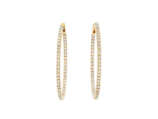 Memoire of Paris Diamond Oval Hoop Earrings in 18K Gold