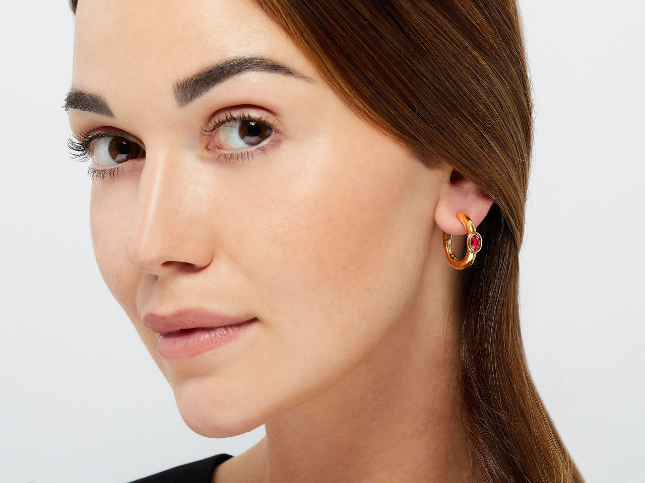 Chaumet Ruby Hoop Earrings in 18K Gold