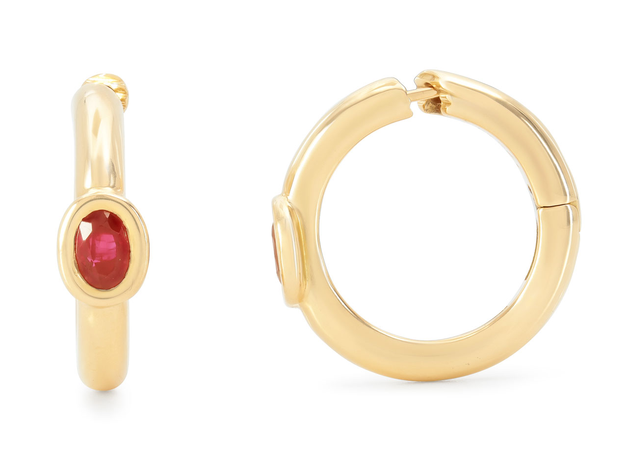 Chaumet Ruby Hoop Earrings in 18K Gold