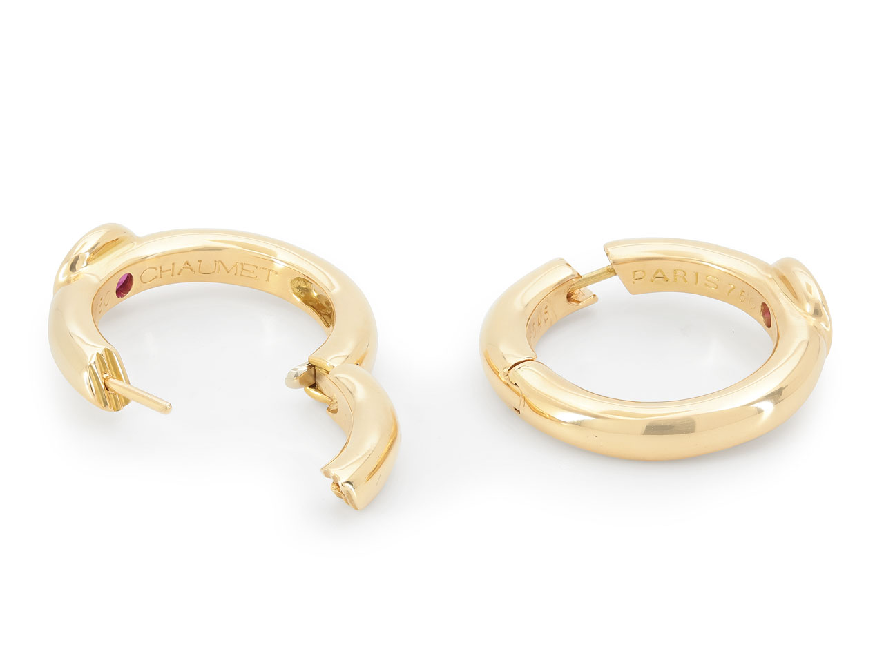 Chaumet Ruby Hoop Earrings in 18K Gold