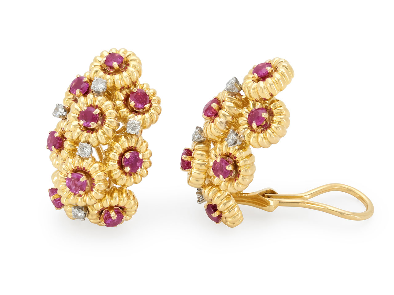 Ruby and Diamond Earrings in 18K Gold