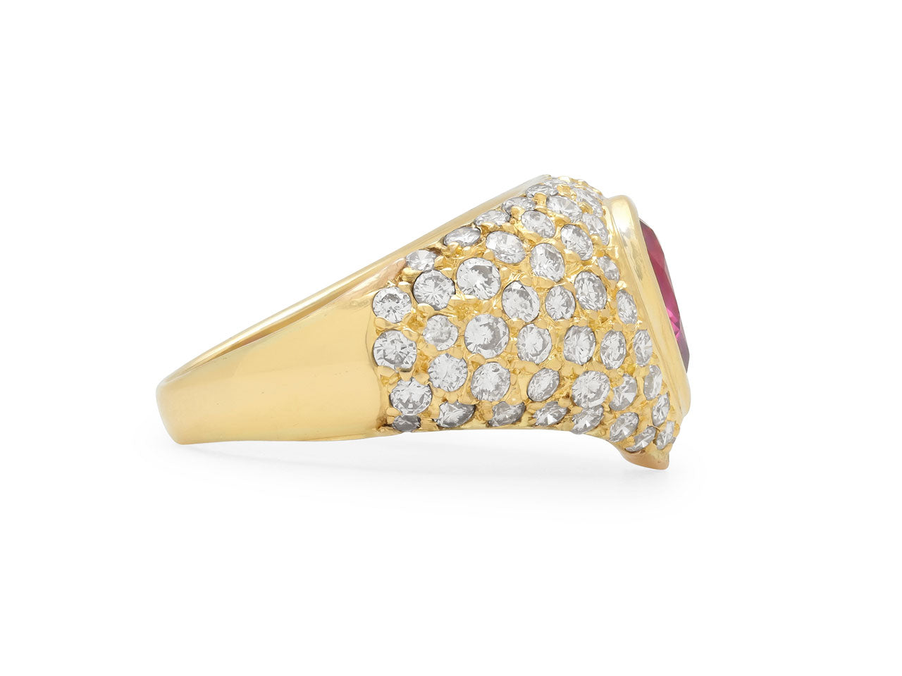 Ruby Heart and Diamond Ring in 18K Gold