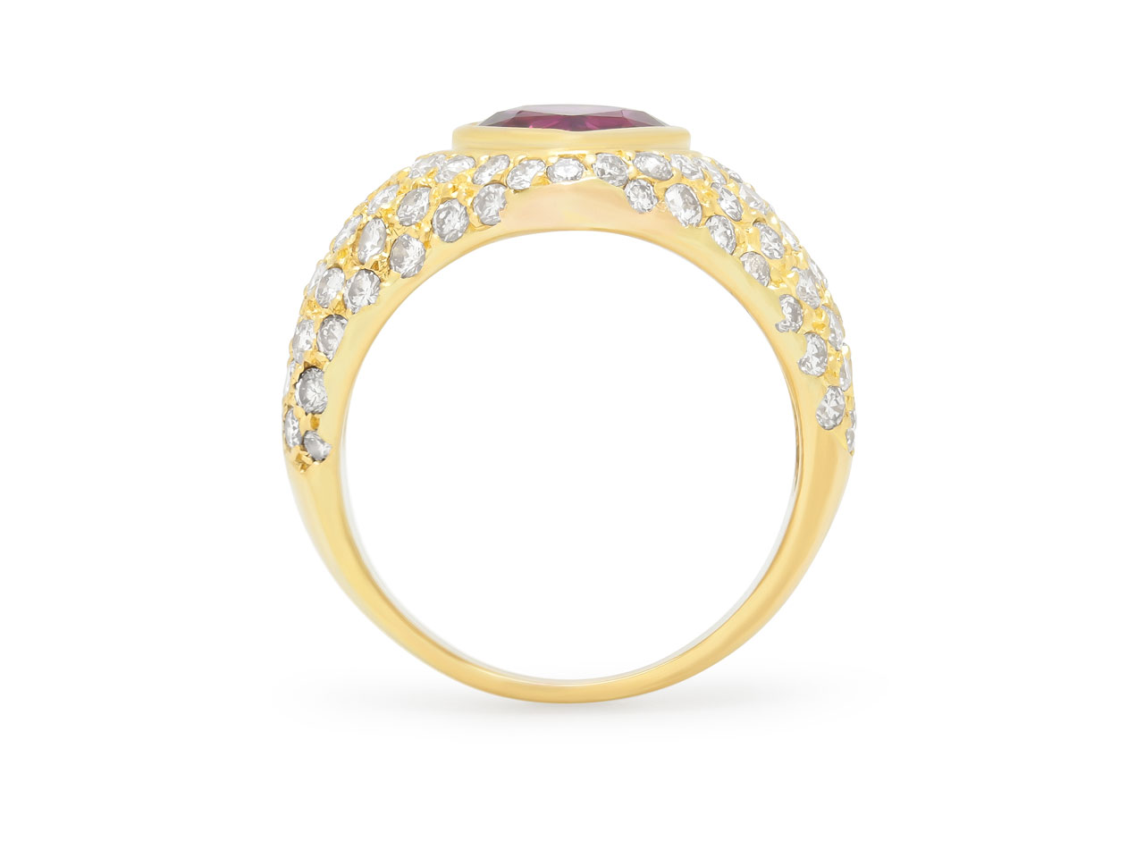 Ruby Heart and Diamond Ring in 18K Gold