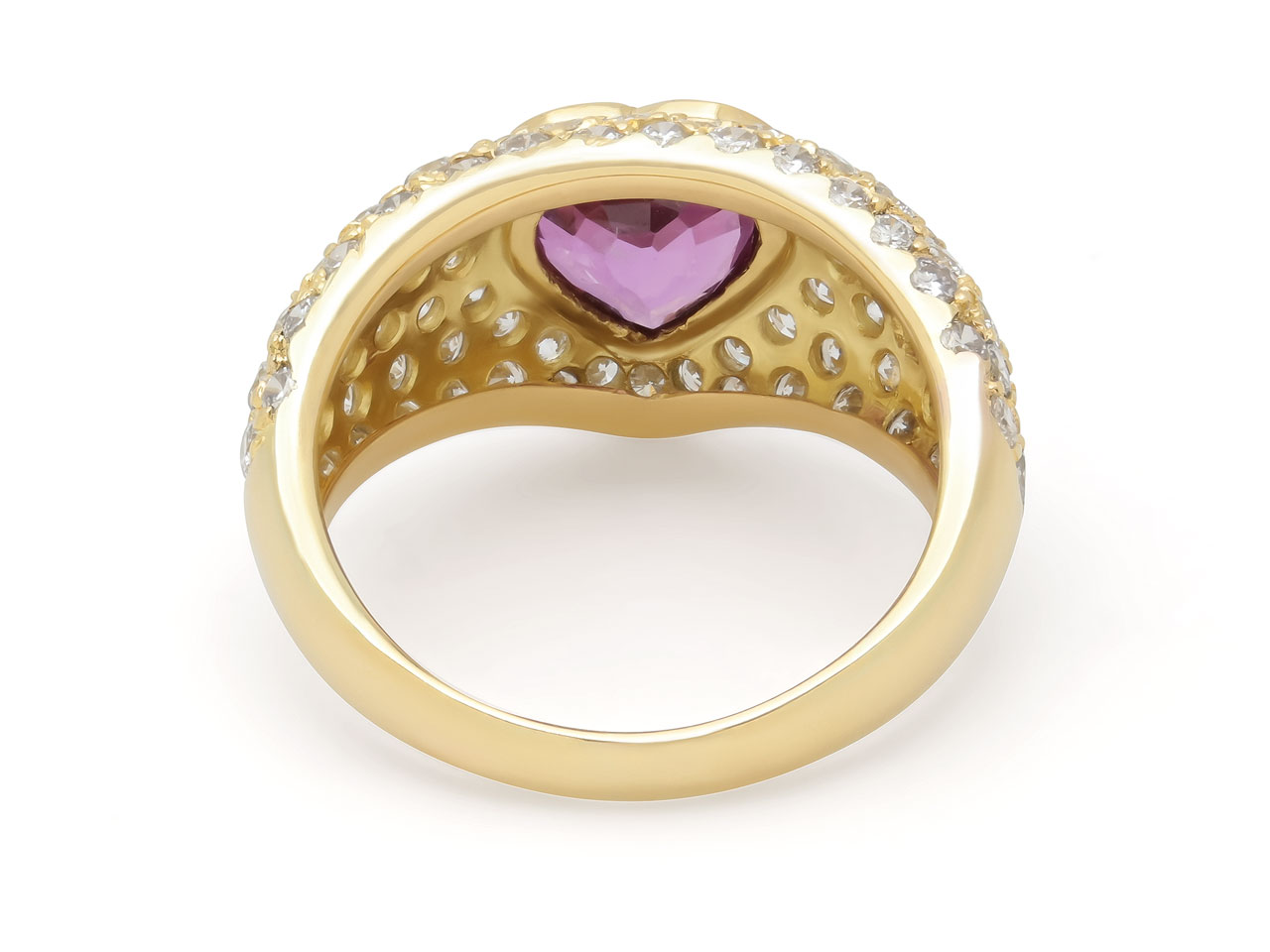 Ruby Heart and Diamond Ring in 18K Gold