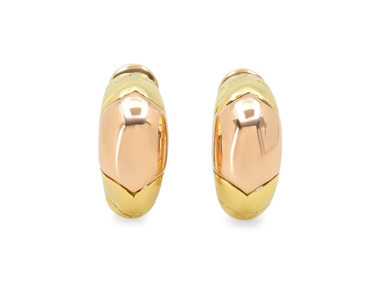 Bulgari 'Tronchetto' Half Hoop Earrings in 18K Yellow and Rose Gold