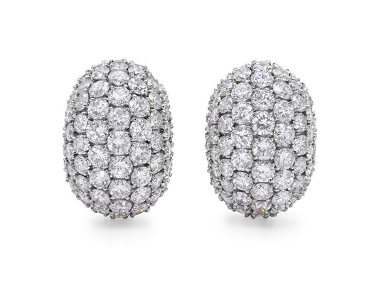 Van Cleef & Arpels Diamond Bombé Earrings in Platinum