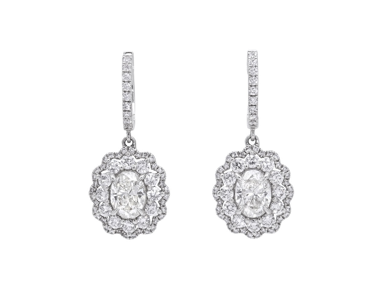 Diamond Drop Earrings in 18K White Gold