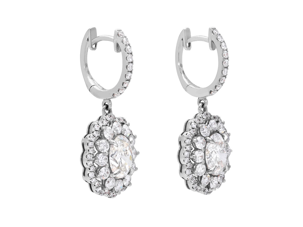 Diamond Drop Earrings in 18K White Gold