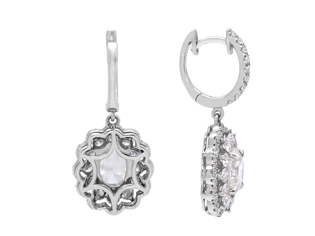 Diamond Drop Earrings in 18K White Gold