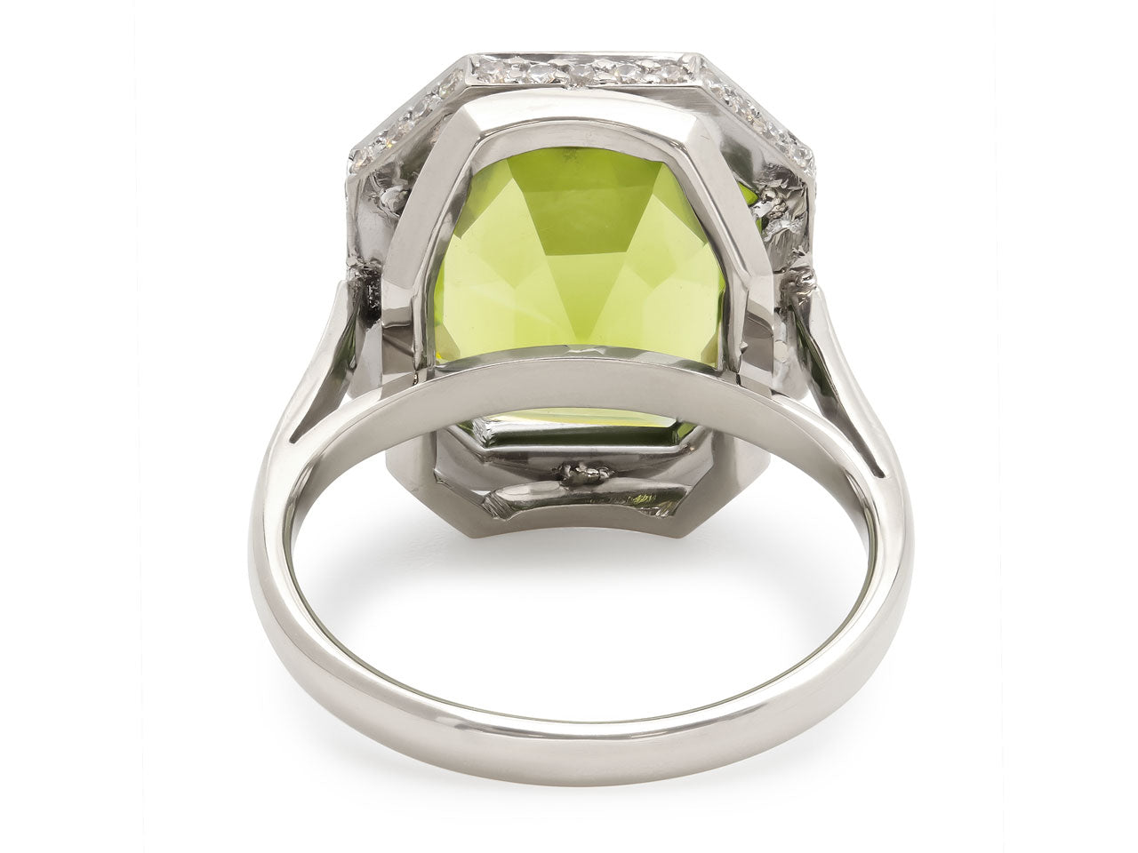 Beladora 'Bespoke' Peridot and Diamond Ring in 18K White Gold