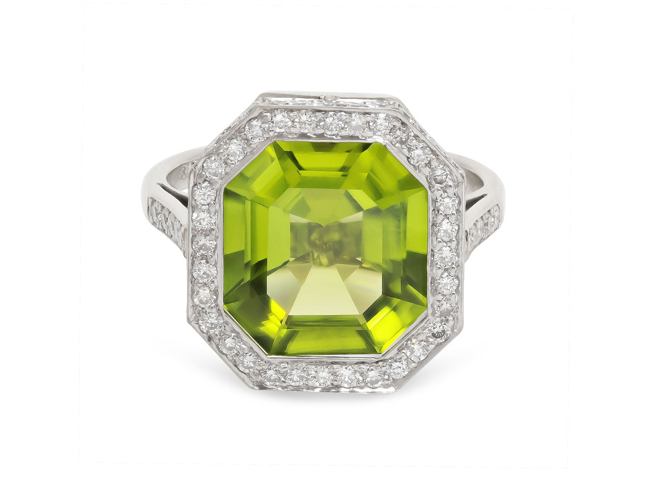 Beladora 'Bespoke' Peridot and Diamond Ring in 18K White Gold