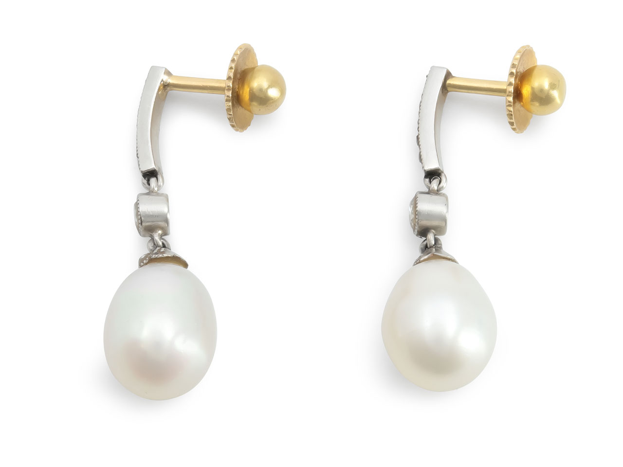 Antique Victorian Diamond and Pearl Earrings in 18K Gold