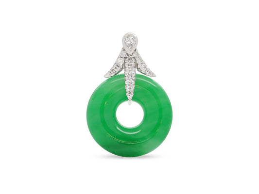 Jade and Diamond Pendant in 18K White Gold