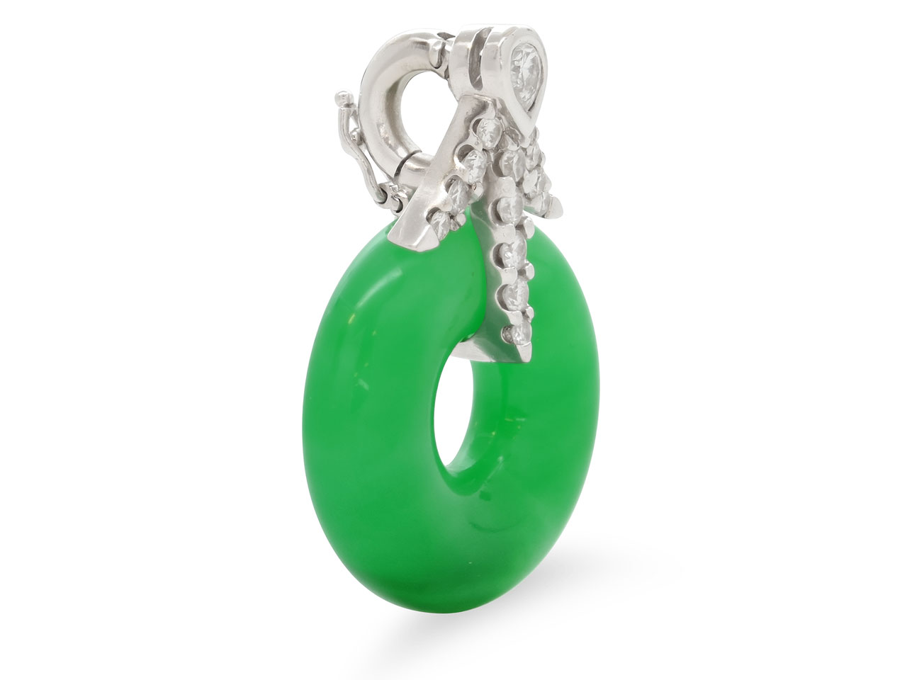 Jade and Diamond Pendant in 18K White Gold