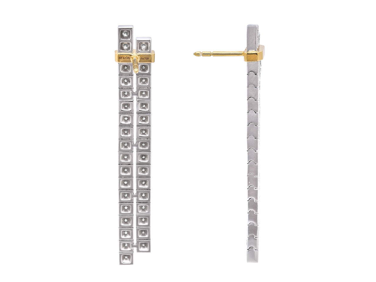 Tiffany & Co. 'Edge' Drop Earrings in Platinum and 18K Gold