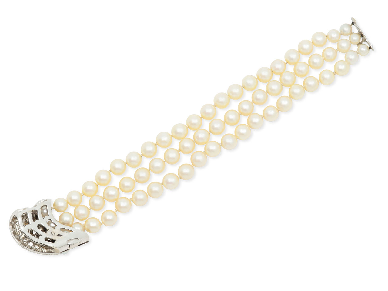 Pearl and Diamond Bracelet in Platinum