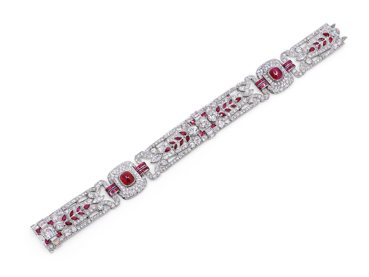 Art Deco Ruby and Diamond Bracelet in Platinum