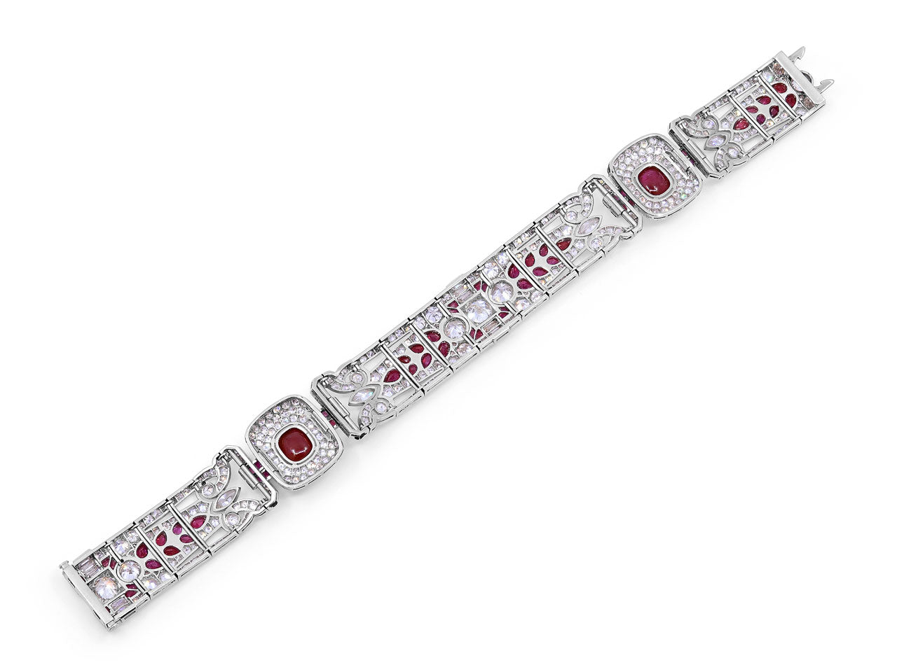 Art Deco Ruby and Diamond Bracelet in Platinum