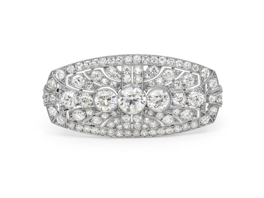 Mid-Century Old-European Cut Diamond Brooch in Platinum