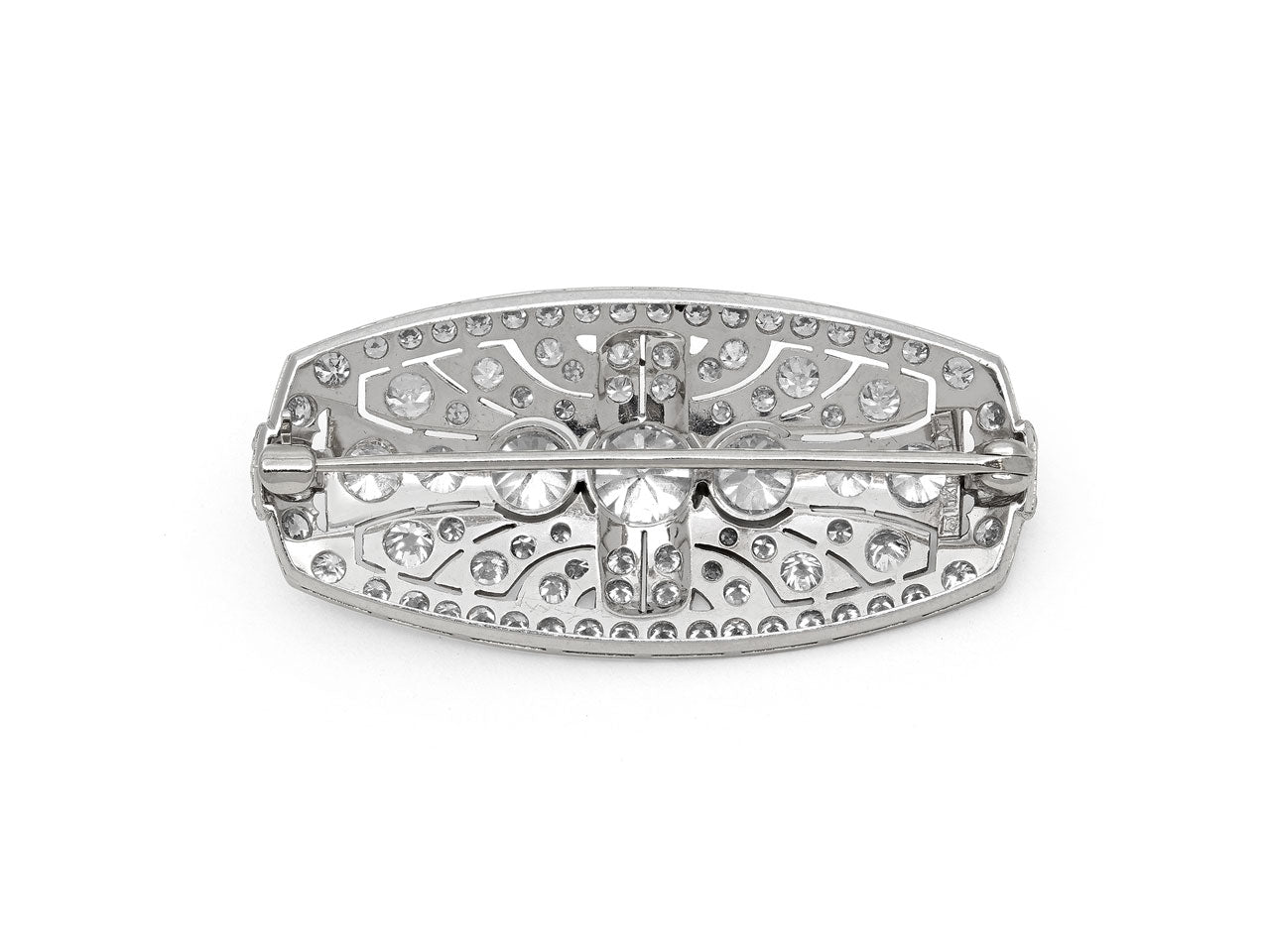 Mid-Century Old-European Cut Diamond Brooch in Platinum