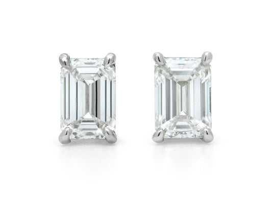 Beladora 'Bespoke' Emerald Cut Diamond Stud Earrings, in Platinum