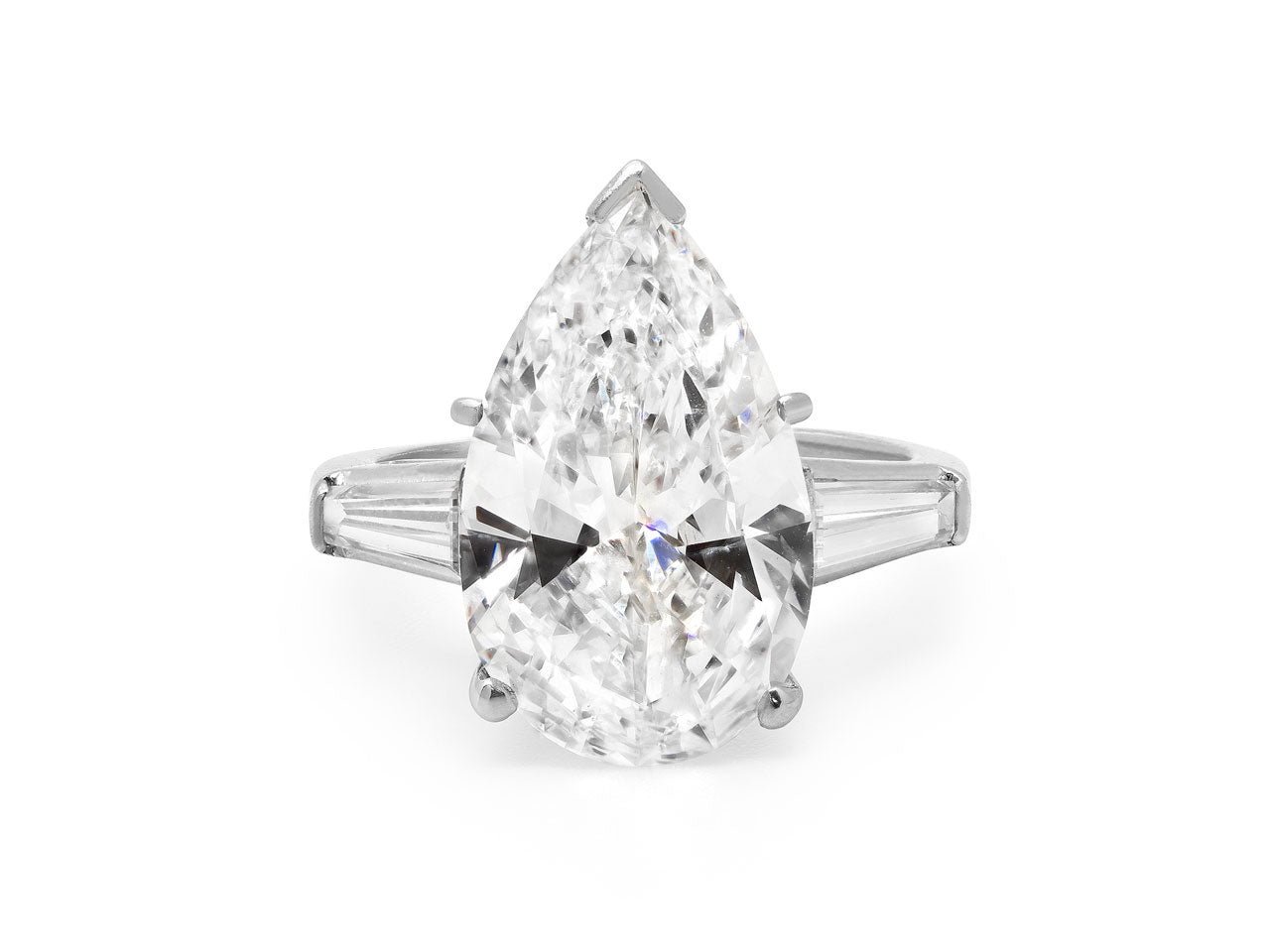 Pear-shape Diamond Ring, 5.76 Carats H/SI2, in Platinum