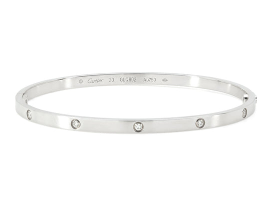 Cartier Diamond 'Love' Bracelet in 18K White Gold, Small Model, 10 Diamonds Size 20