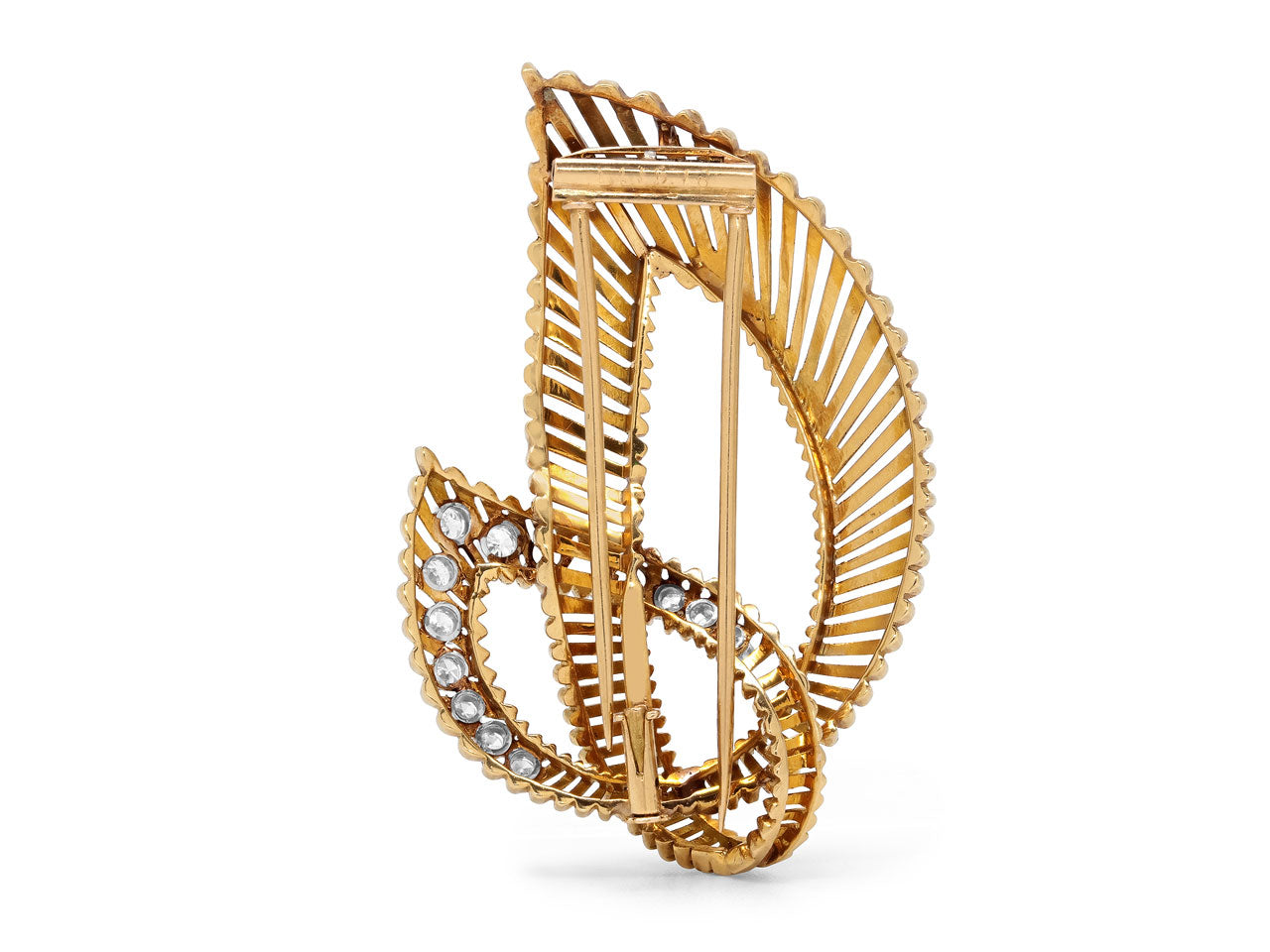 Mid-Century Diamond Brooch in 18K Gold