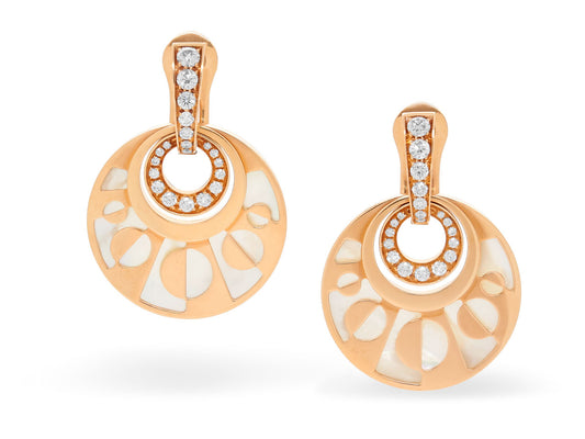 Bulgari 'Intarsio' Diamond and Mother of Pearl Earrings in 18K Rose Gold