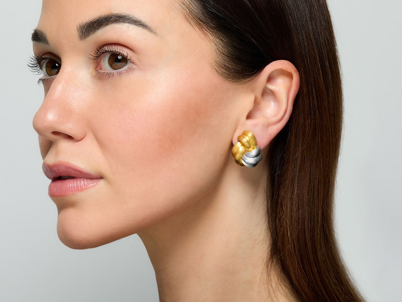 Henry Dunay Knot 'Sabi' Earrings in 18K Gold and Platinum