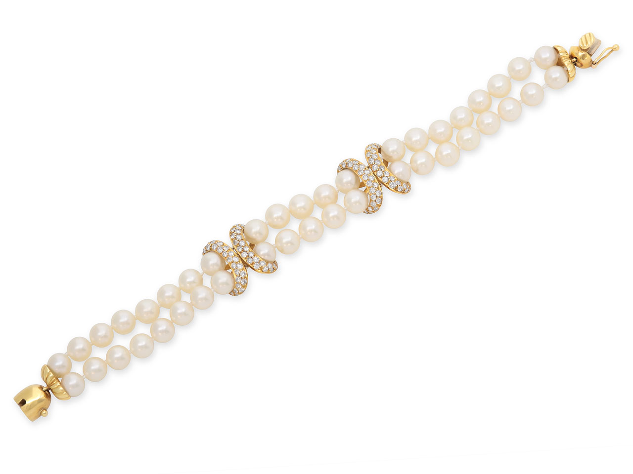 La Triomphe Pearl and Diamond Bracelet in 18K Gold