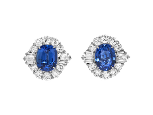 Sapphire and Diamond Earrings in 18K White Gold