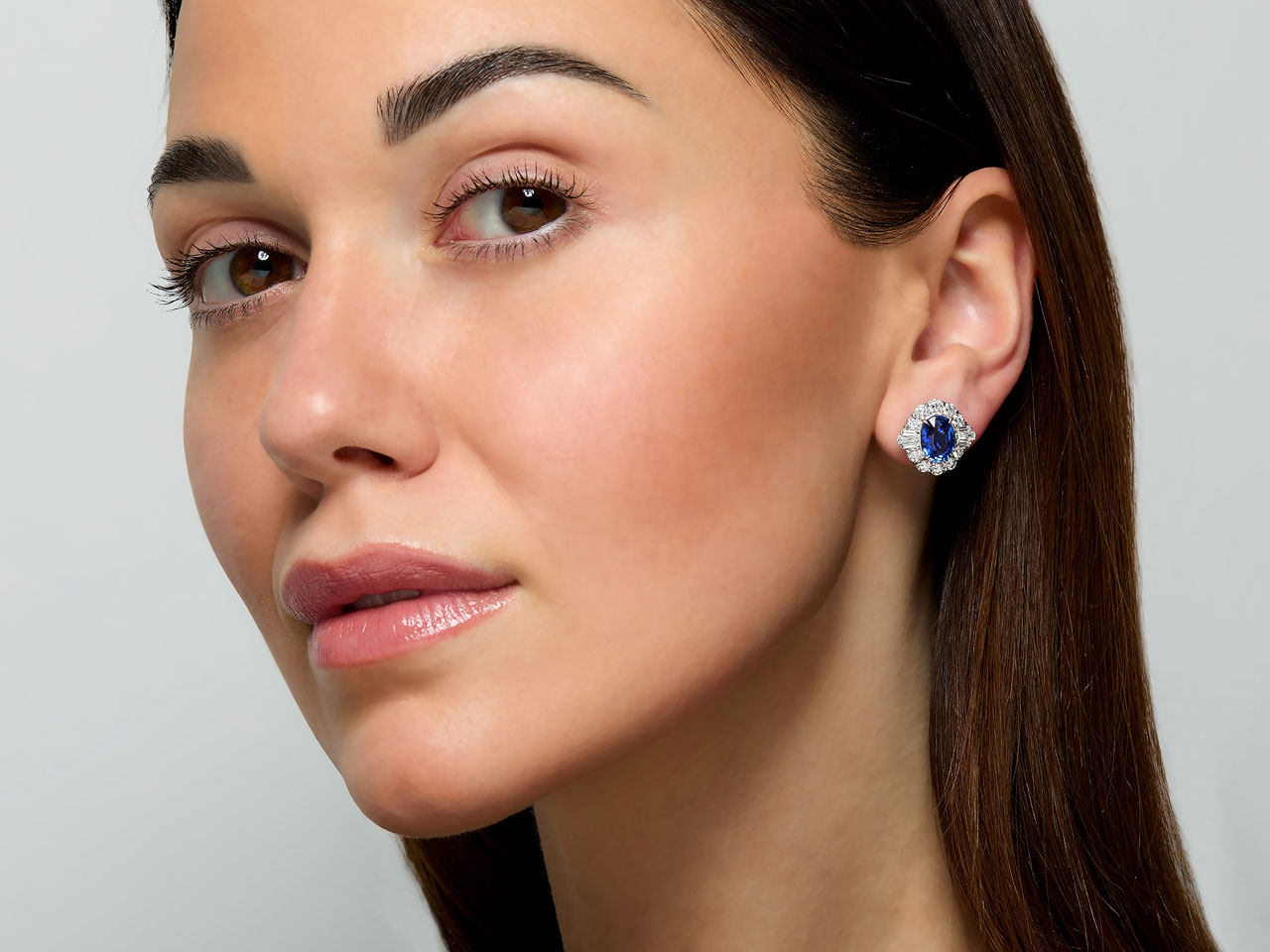 Sapphire and Diamond Earrings in 18K White Gold