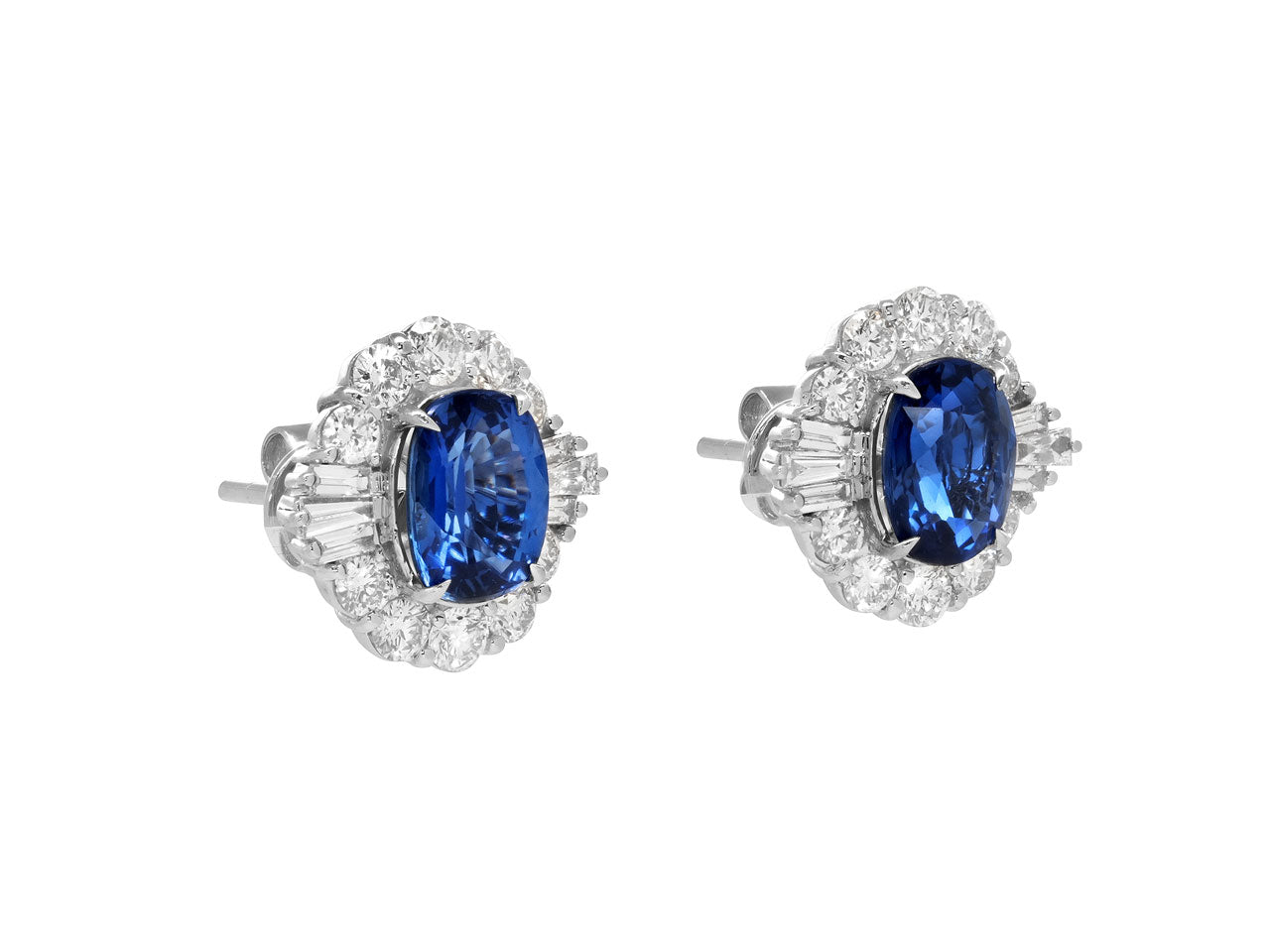 Sapphire and Diamond Earrings in 18K White Gold