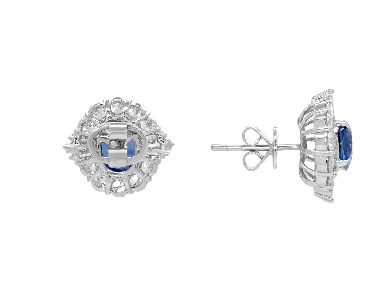 Sapphire and Diamond Earrings in 18K White Gold