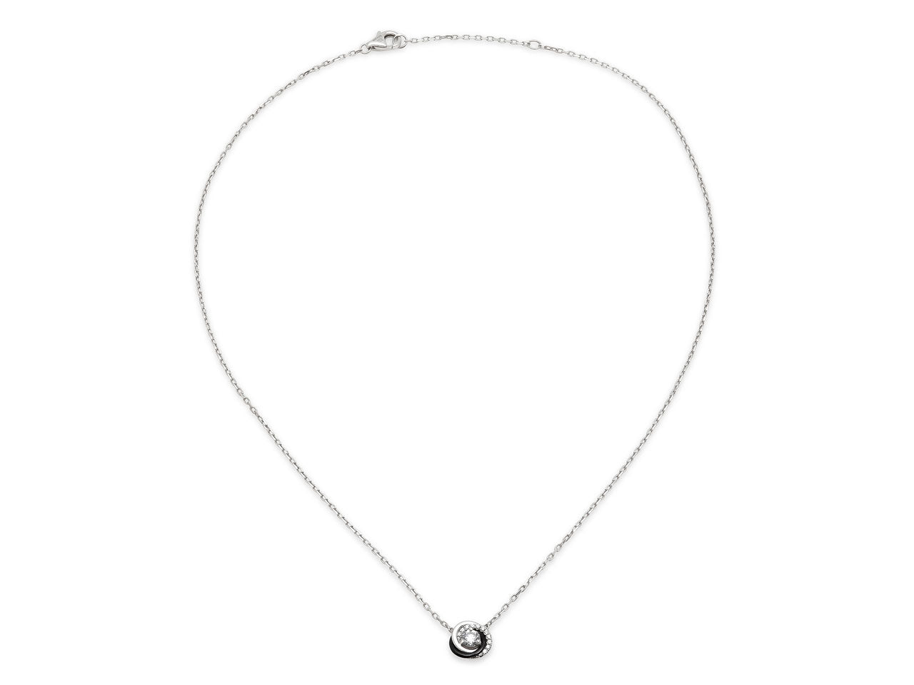 Cartier 'Trinity' Diamond and Ceramic Pendant in 18K White Gold